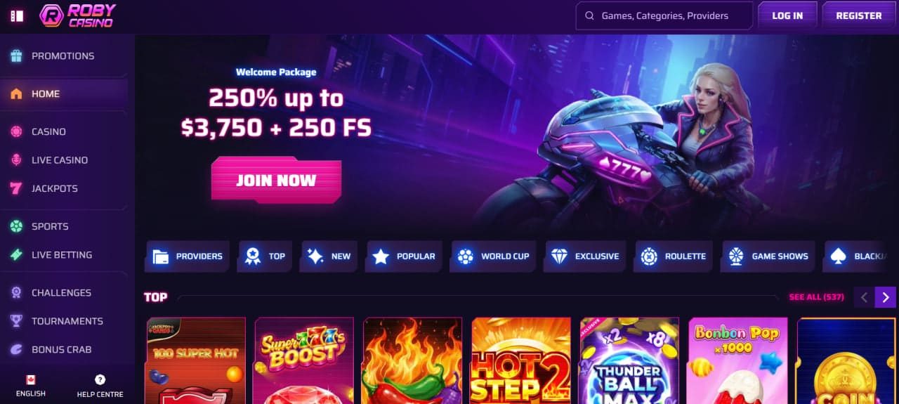 Roby Casino : Bonuses, Cashback, Reloads, VIP for Canadian Players