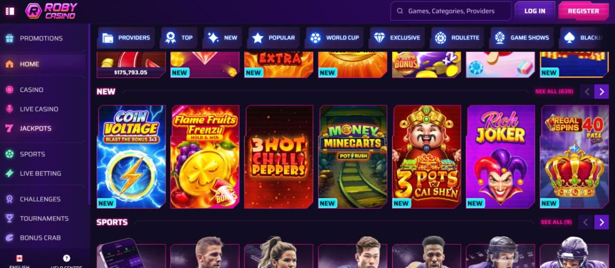 Roby Casino : Bonuses, Cashback, Reloads, VIP for Canadian Players image 1